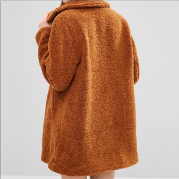 Fluffy brown coat - double breasted buttons - Picture 3 of 6